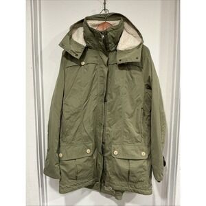 Cabelas Cold Spring Quilted Chore Coat, Hooded, XL, Green, Flannel Lined